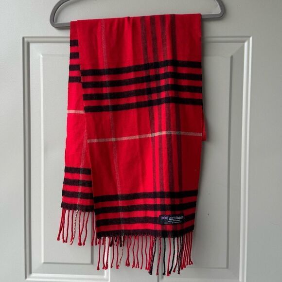 100% Cashmere Plaid Check Scarf Made in Scotland Preppy Luxurious - Picture 1 of 4
